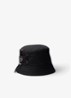 Re-Nylon bucket hoed met leren details - Zwart