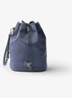Re-Nylon handtas met leren details en logo - Staalblauw