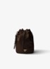 Re-Nylon handtas met leren details en logo - Donkerbruin