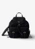 Re-Nylon Medium rugzak met leren details - Zwart