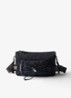 Re-Nylon Medium schoudertas met leren details - Donkerblauw