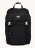 Re-Nylon rugzak met leren details - Zwart