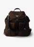 Re-Nylon rugzak met leren details - Donkerbruin