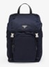 Re-Nylon rugzak met leren details - Donkerblauw