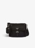 Re-Nylon schoudertas met leren details - Zwart