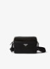 Re-Nylon schoudertas met leren details - Zwart