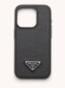 Telefoonhoes van leer voor iPhone 15 Pro - Zwart
