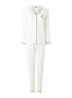 Bamboo pyjamaset met contrasterende bies - Gebroken wit
