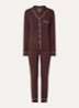 Bamboo pyjamaset met contrasterende bies - Donkerbruin