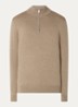 Luxury fijngebreide trui  met halve rits - Beige