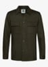 Regular fit overshirt in wolblend met klepzakken - Donkergroen