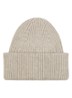 Ribgebreide muts in wolblend - Beige