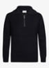 Ribgebreide trui van wol met halve rits - Donkerblauw