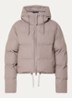 Puffer jack met capuchon en logo - Donkerbeige
