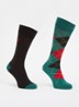 Argyle Crew sokken met logoborduring in 2-pack - Donkergroen