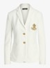 Blazer van piqué katoen met metallic logoborduring - White / wit