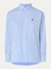 Blouse met streepprint en logoborduring - Blauwgrijs