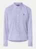 Blouse met streepprint en logoborduring - Donkerblauw
