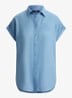 Blouse van linnen met logoborduring - Blue Note / Blauw