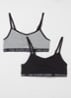 Bralette met logoband in 2-pack - Zwart