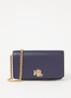 Clutch van leer met logo - Donkerblauw