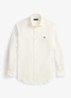 Custom fit overhemd in linnenblend met logo - White / Wit