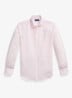 Custom fit overhemd in linnenblend met streepprint - Pink White / Roze