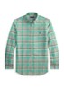 Custom fit overhemd met ruitdessin en logoborduring - Green Pink / Groen