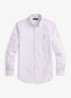 Custom fit overhemd van linnen met streepprint - Powder Purple/White / Paars