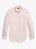 Custom fit Oxford overhemd met streepprint - Peach / White / Zalmroze
