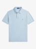 Custom slim fit polo van piqué katoen met logo - Light Indigo / Lichtblauw