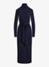 Fijngebreide midi jurk met col en strikdetail - Donkerblauw