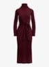 Fijngebreide midi jurk met col en strikdetail - Dark Garnet / Bordeauxrood