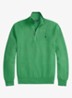 Fijngebreide pullover met halve rits en logoborduring - Palm Green Heather