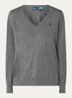 Fijngebreide pullover met logoborduring - Grijs