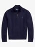 Fijngebreide pullover van wol met halve rits - Hunter Navy / Donkerblauw