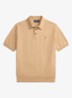 Fijngebreide slim fit polo met logo - Camel Melange / Camel