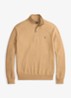 Fijngebreide trui met halve rits en logoborduring - Camel Melange / Bruin
