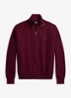 Fijngebreide trui met halve rits en logoborduring - Merlot Wine Heather / Rood