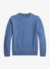 Fijngebreide trui van wol met logoborduring - Blue Borage Heather / Blauw