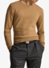 Fijngebreide trui van wol met logoborduring - Crouton Tan Heather / Beige