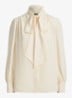Georgette blouse met sjaalkraag en pofmouw - Creme