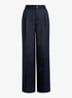High waist wide fit pantalon in linnenblend - Blauw