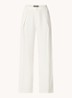 High waist wide fit pantalon met steekzakken en persplooi - Creme