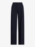 High waist wide fit pantalon met steekzakken en persplooi - Donkerblauw