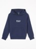 Hoodie met logoborduring - Donkerblauw