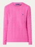 Julianna kabelgebreide pullover in kasjmieblend met logoborduring - Roze