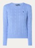 Julianna kabelgebreide pullover met logoborduring - Blauw