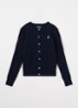 Kabelgebreid vest met logoborduring - Donkerblauw
