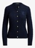 Kabelgebreid vest met logoborduring - Lauren Navy / Blauw